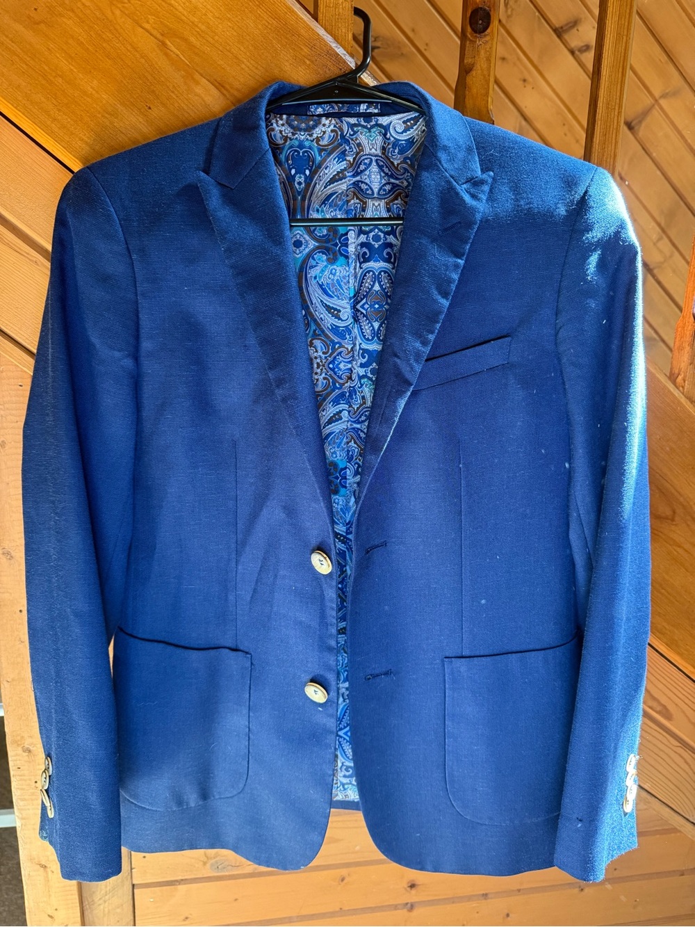 Isaac Mizrahi Navy Blue Sport Coat with Paisley Lining